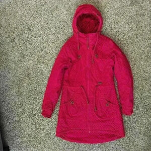 Alife and Kickin Winter Parka 'CharlotteAK' Fuchsia Dots, Pink Size Small Womans
